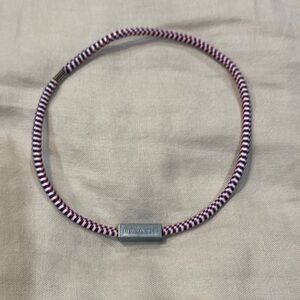Red, White and Blue Elastic Rope Bracelet with Silver Accent